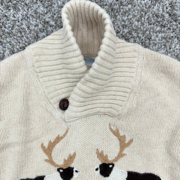Janie‎ and Jack Kids Fall Winter Knit Sweater 3T Shawl Collar Reindeer Fair Isle - Picture 3 of 7